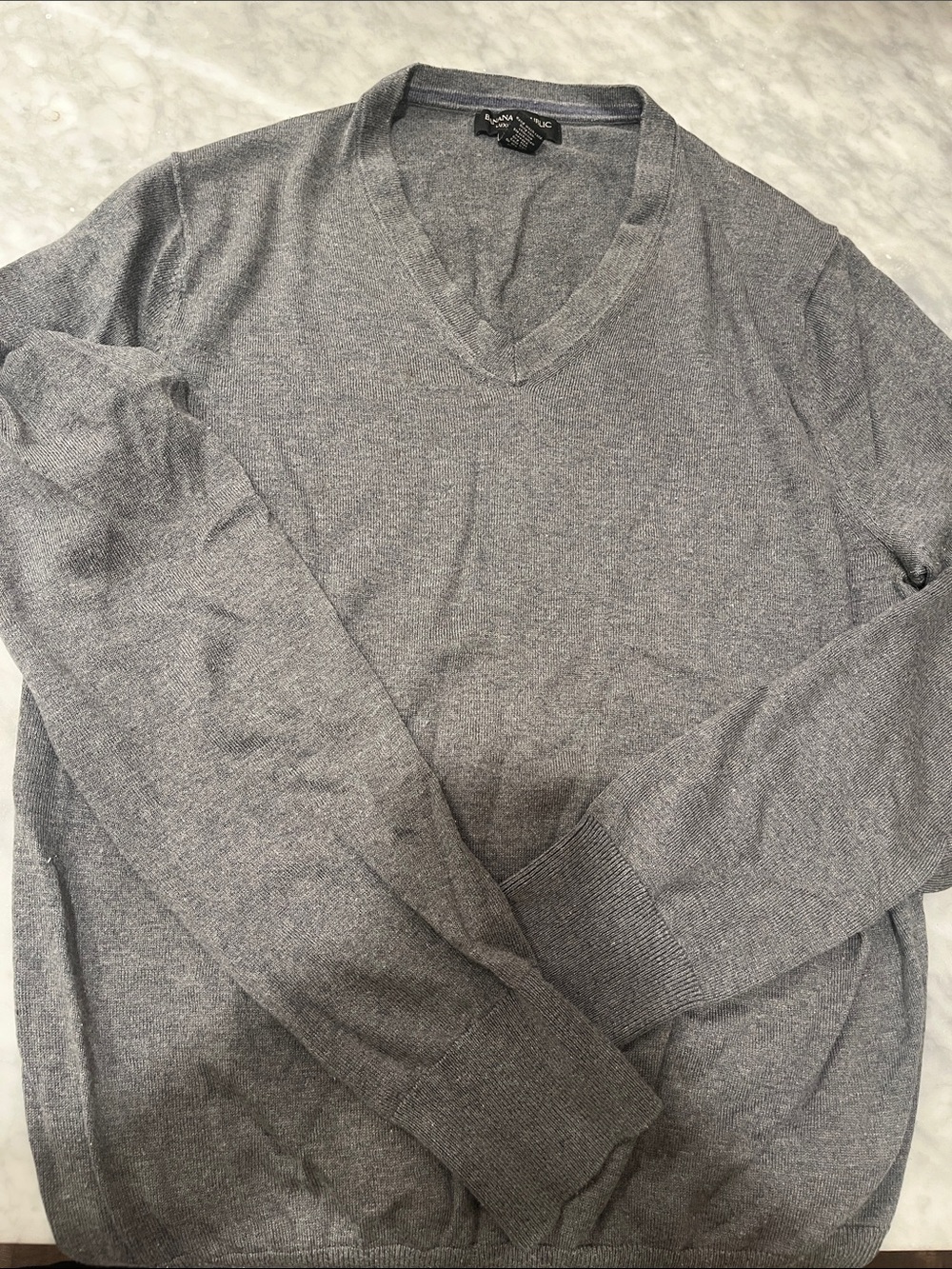 Banana Republic Heather Gray V-Neck Sweater